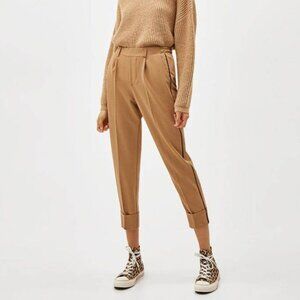 Bershka Camel Tan Brown Side Stripe Trouser Jogger Tapered Ankle Pants